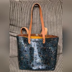 Hand Painted Portland Leather Goods Tote One Of A Kind Meadow